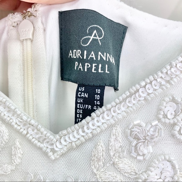 Adrianna Papell Beaded Floral Dress White Size 10 - Picture 8 of 14